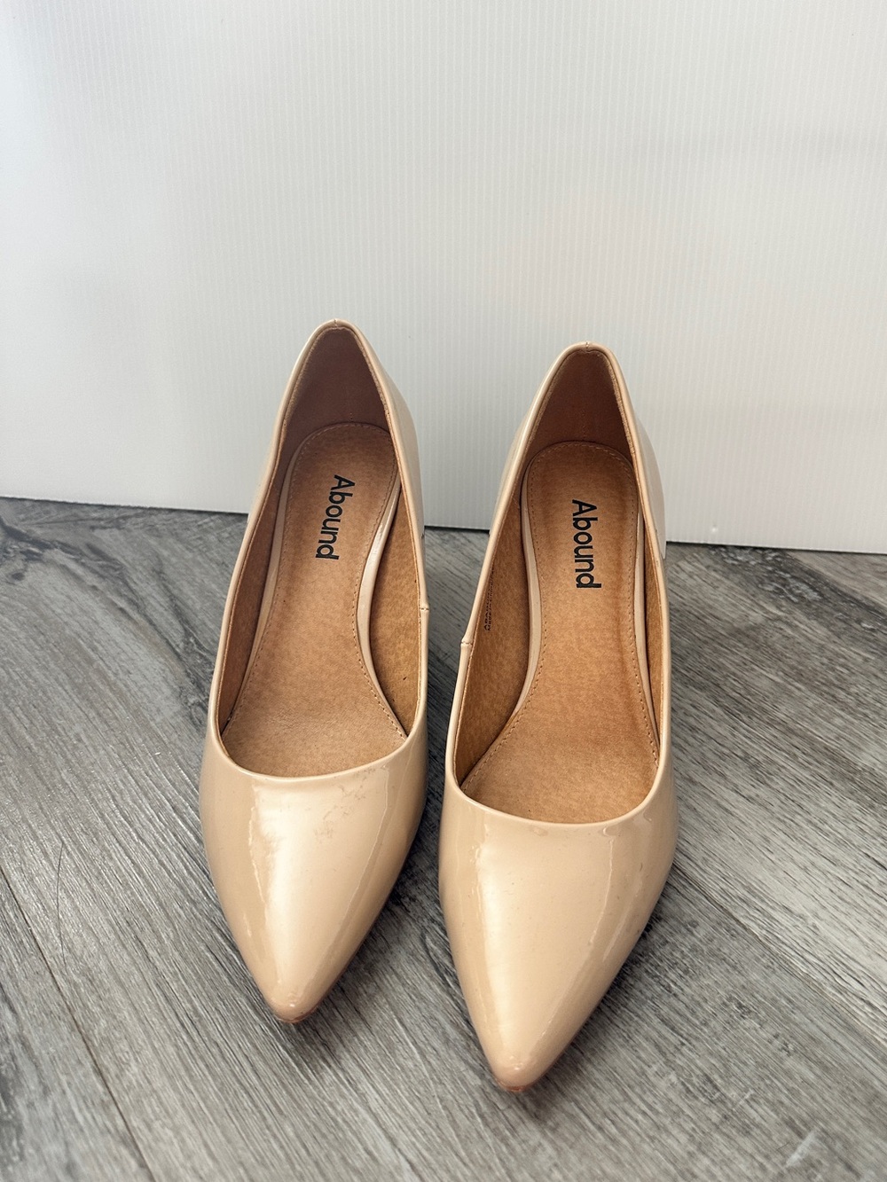 Abound Beige Patent Pointed Toe Pumps